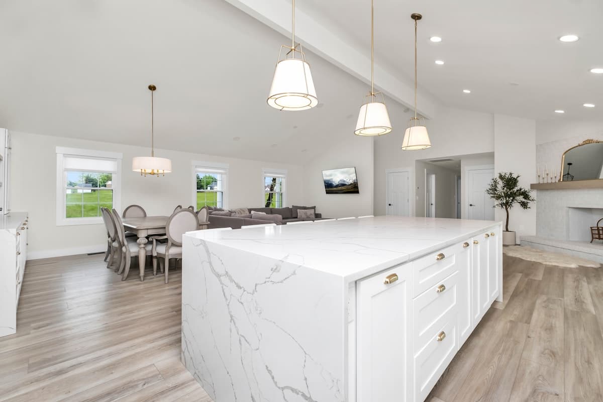 Custom kitchen cabinetry with stone countertops